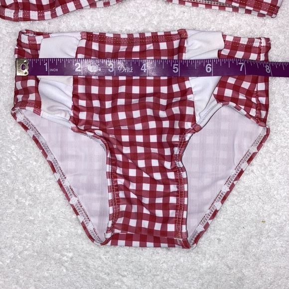 5/$20 Red gingham check ruffle bow bikini girks 12/18m - Picture 2 of 7